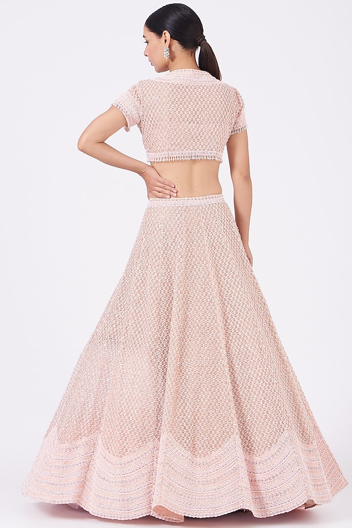 Blush Pink Embroidered Bridal Lehenga Set by COUTURE BY NIHARIKA at Pernia's Pop Up Shop