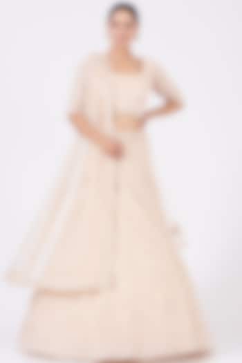 Peach Embroidered Bridal Lehenga Set by COUTURE BY NIHARIKA at Pernia's Pop Up Shop