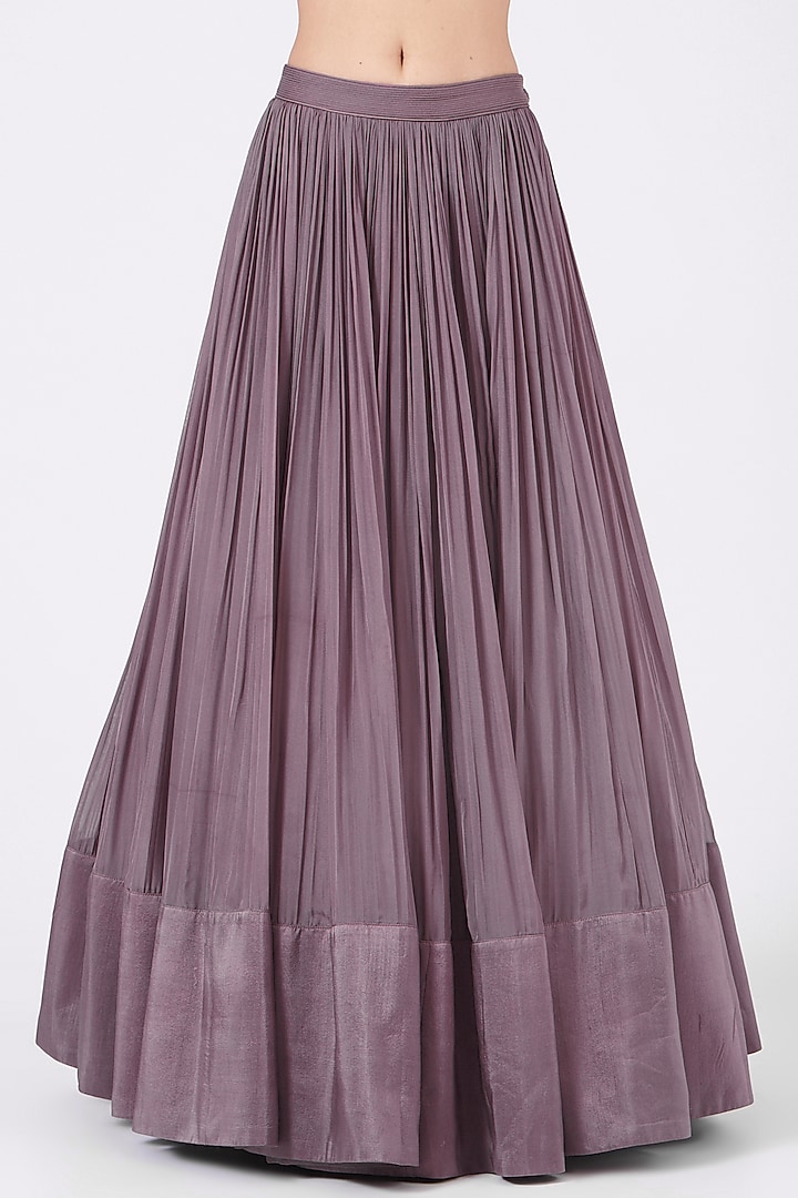 Dusty Purple Flat Chiffon & Organza Crushed Wedding Lehenga Set by COUTURE BY NIHARIKA at Pernia's Pop Up Shop