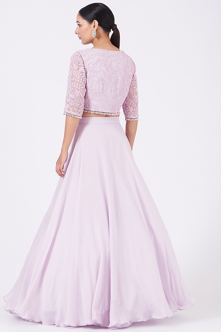 Electric Lavender Embroidered Wedding Lehenga Set by COUTURE BY NIHARIKA at Pernia's Pop Up Shop