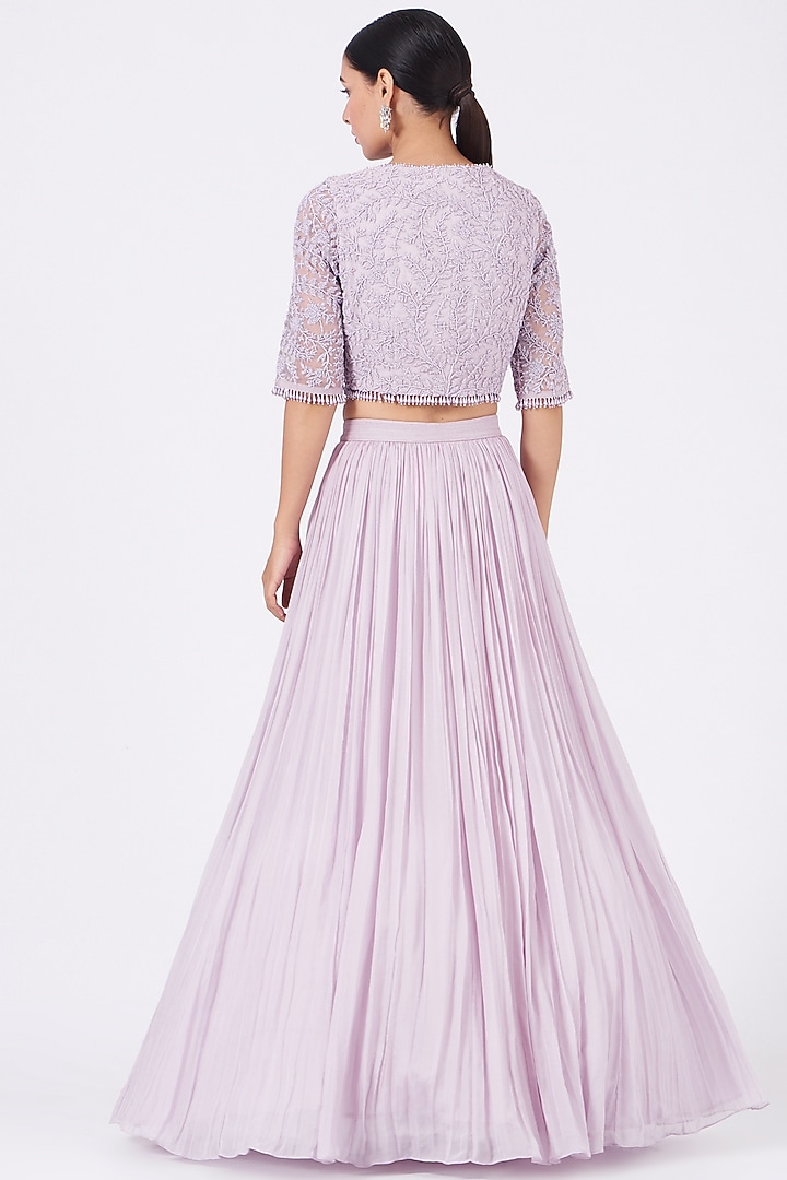 Lilac Embroidered Wedding Lehenga Set by COUTURE BY NIHARIKA at Pernia's Pop Up Shop