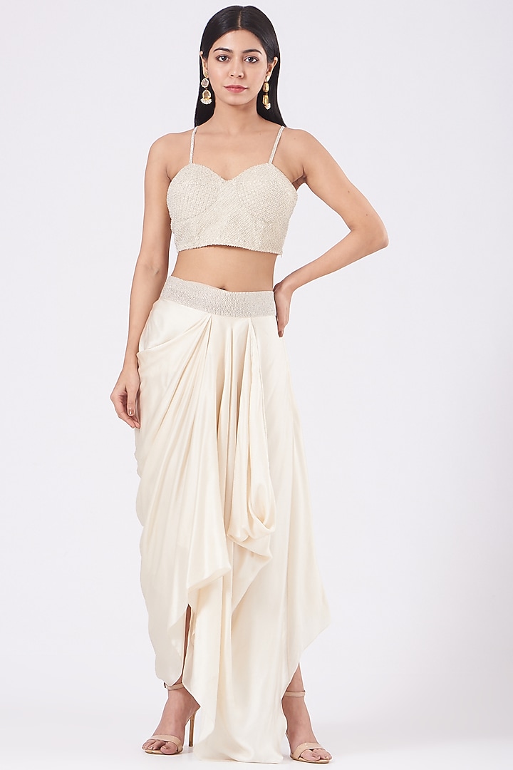 Ivory Embroidered Jacket Set by COUTURE BY NIHARIKA at Pernia's Pop Up Shop