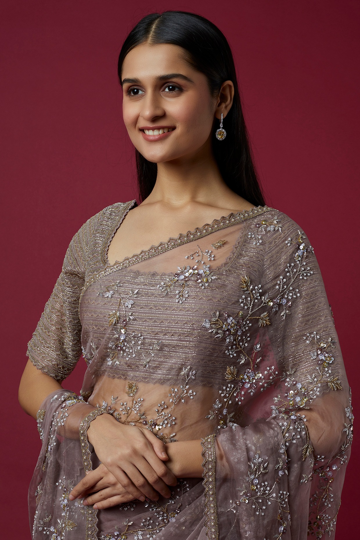 White Embellished Saree Blouse