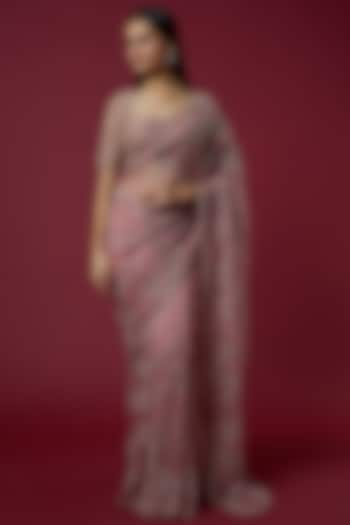 Blush Pink Embellished Saree Set by COUTURE BY NIHARIKA