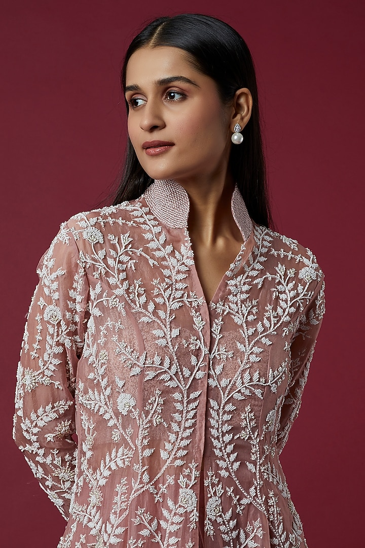 Blush Pink Embroidered Jacket Set by COUTURE BY NIHARIKA at Pernia's Pop Up Shop