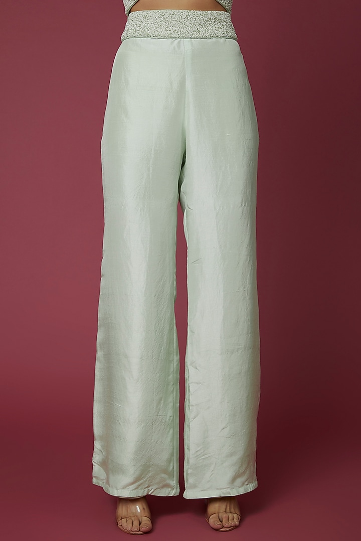 Mint Green Embroidered Jacket Set by COUTURE BY NIHARIKA at Pernia's Pop Up Shop