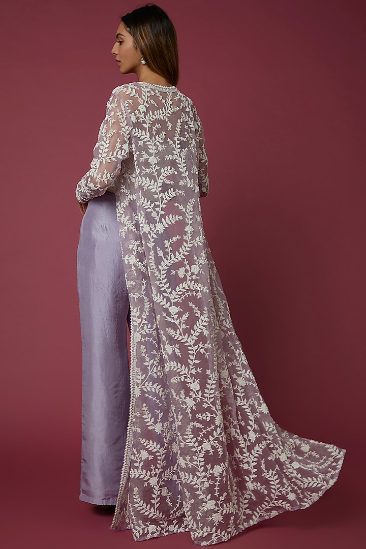 Lavender Embroidered Jacket Set by COUTURE BY NIHARIKA at Pernia's Pop Up Shop