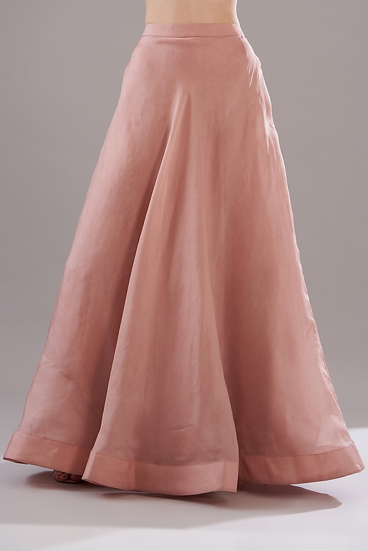 Dark Peach Organza Embroidered Jacket Set by COUTURE BY NIHARIKA at Pernia's Pop Up Shop