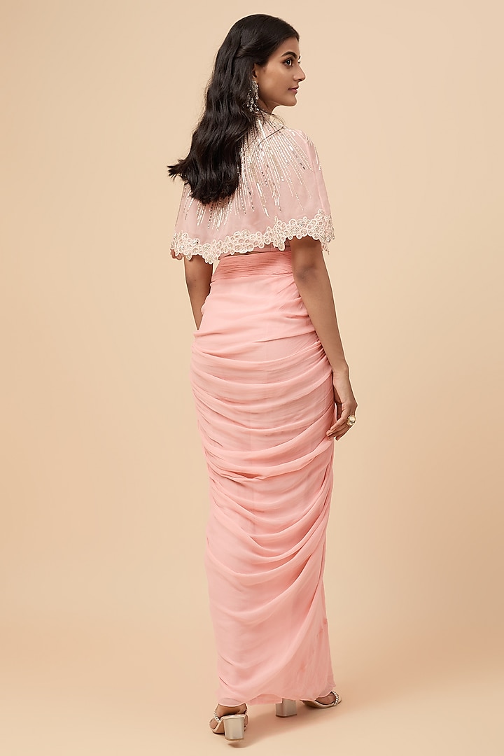 Pink Viscose Draped Skirt Set by COUTURE BY NIHARIKA at Pernia's Pop Up Shop