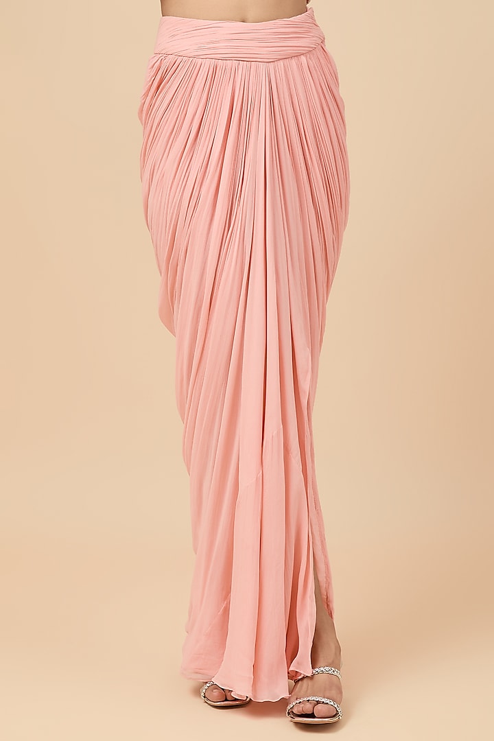 Pink Viscose Draped Skirt Set by COUTURE BY NIHARIKA at Pernia's Pop Up Shop
