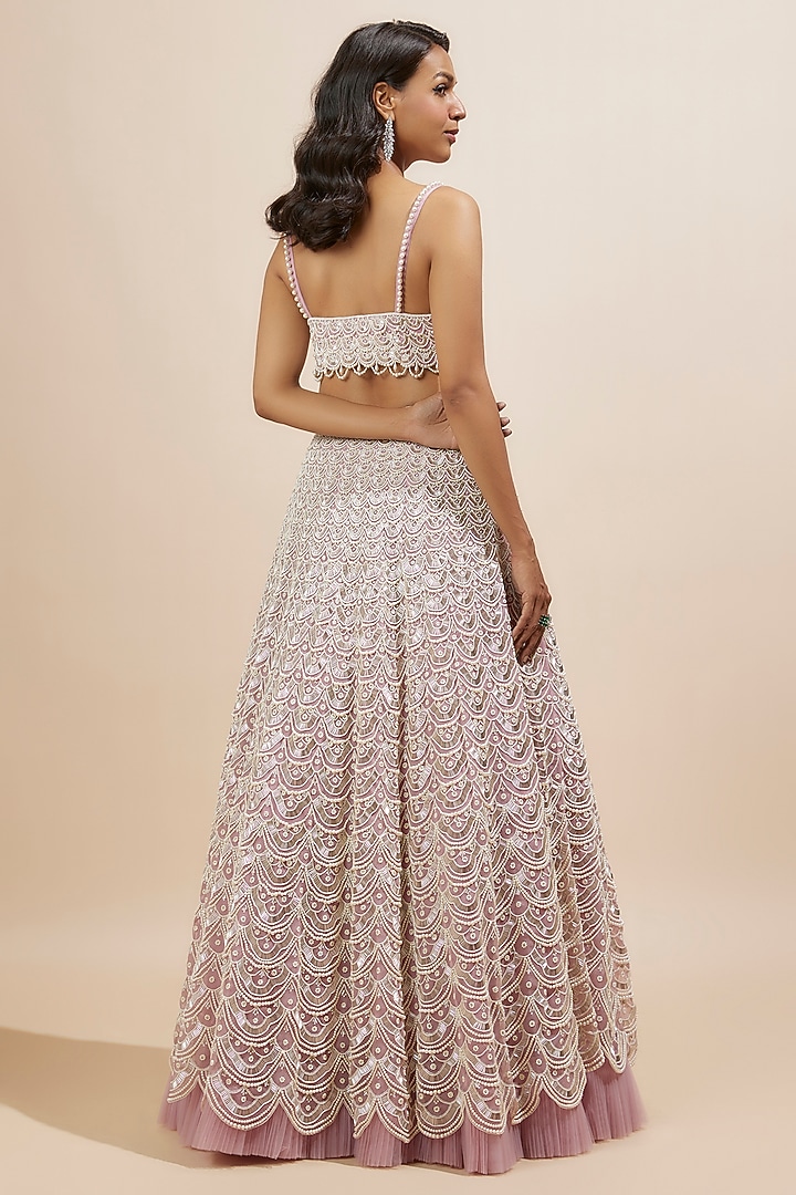 Lavender Organza Moti Work Bridal Lehenga Set by COUTURE BY NIHARIKA at Pernia's Pop Up Shop