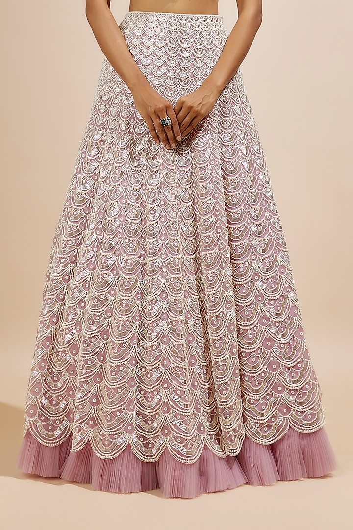 Lavender Organza Moti Work Bridal Lehenga Set by COUTURE BY NIHARIKA at Pernia's Pop Up Shop