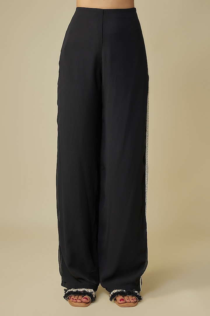Black Viscose Georgette Pant Set by COUTURE BY NIHARIKA at Pernia's Pop Up Shop