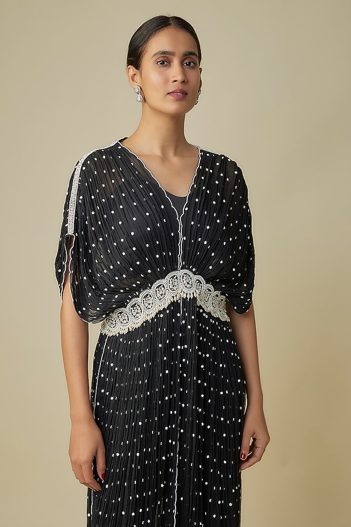 Black Viscose Georgette Pant Set by COUTURE BY NIHARIKA at Pernia's Pop Up Shop