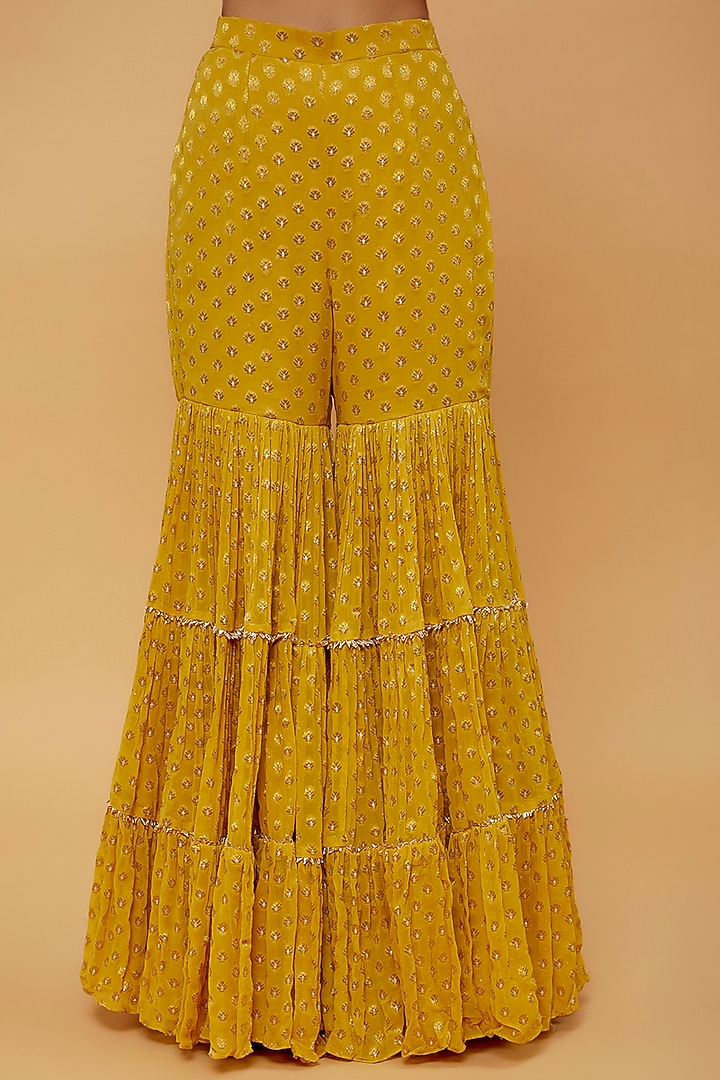 Yellow Georgette Wedding Sharara Set by Neha Mehta Couture at Pernia's Pop Up Shop