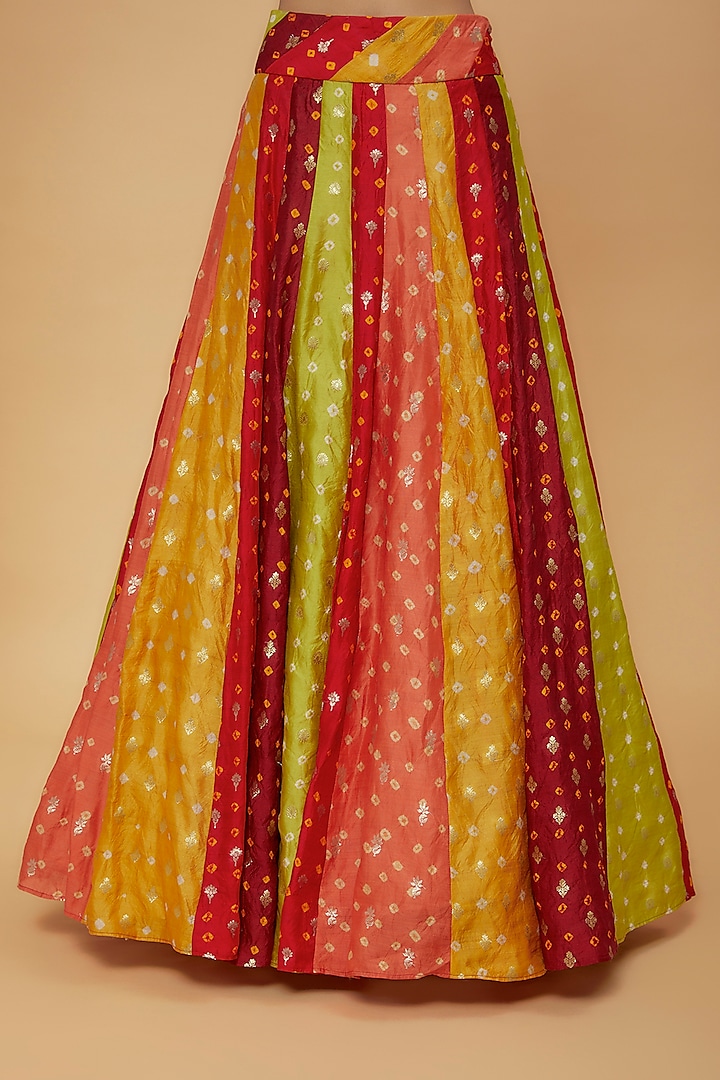 Multi-Coloured Pure Bandhani Wedding Lehenga Set by Neha Mehta Couture at Pernia's Pop Up Shop