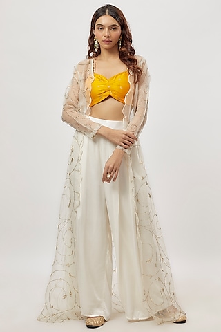 White Organza Sharara Set by Neha Mehta Couture