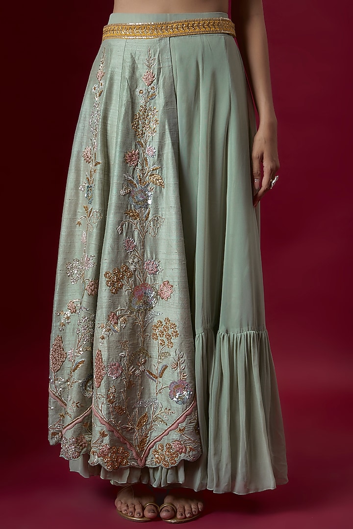 Powder Blue Silk Hand Embroidered Wedding Lehenga Set by Neha Mehta Couture at Pernia's Pop Up Shop