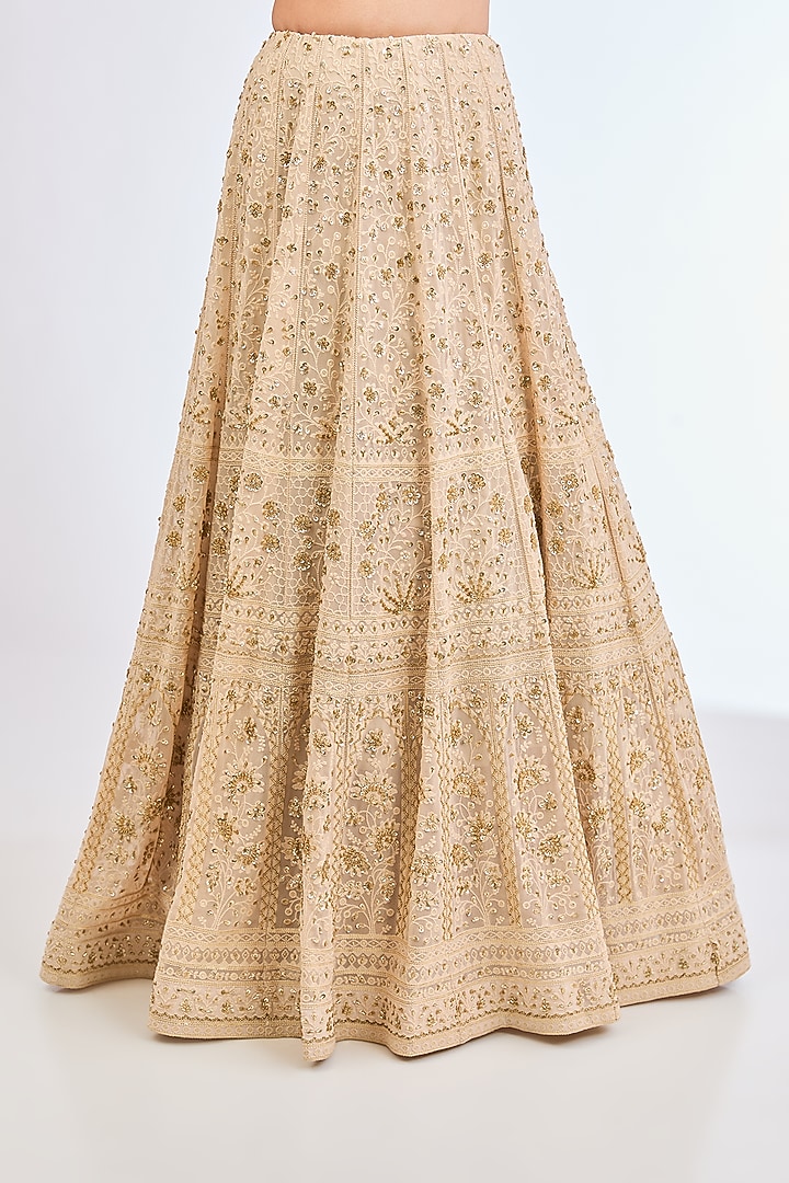 Gold Lucknowi & Silk Hand Embroidered Wedding Lehenga Set by Neha Mehta Couture at Pernia's Pop Up Shop