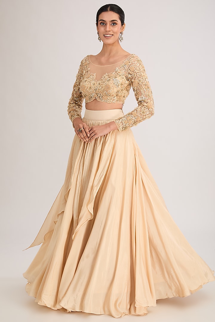 Gold Silk Wedding Lehenga Set by Neha Mehta Couture at Pernia's Pop Up Shop