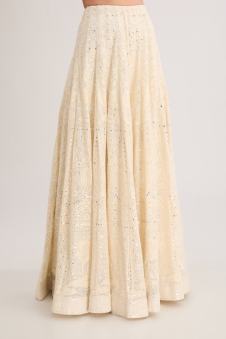 Ivory Lucknowi & Georgette Wedding Sharara Set by Neha Mehta Couture at Pernia's Pop Up Shop