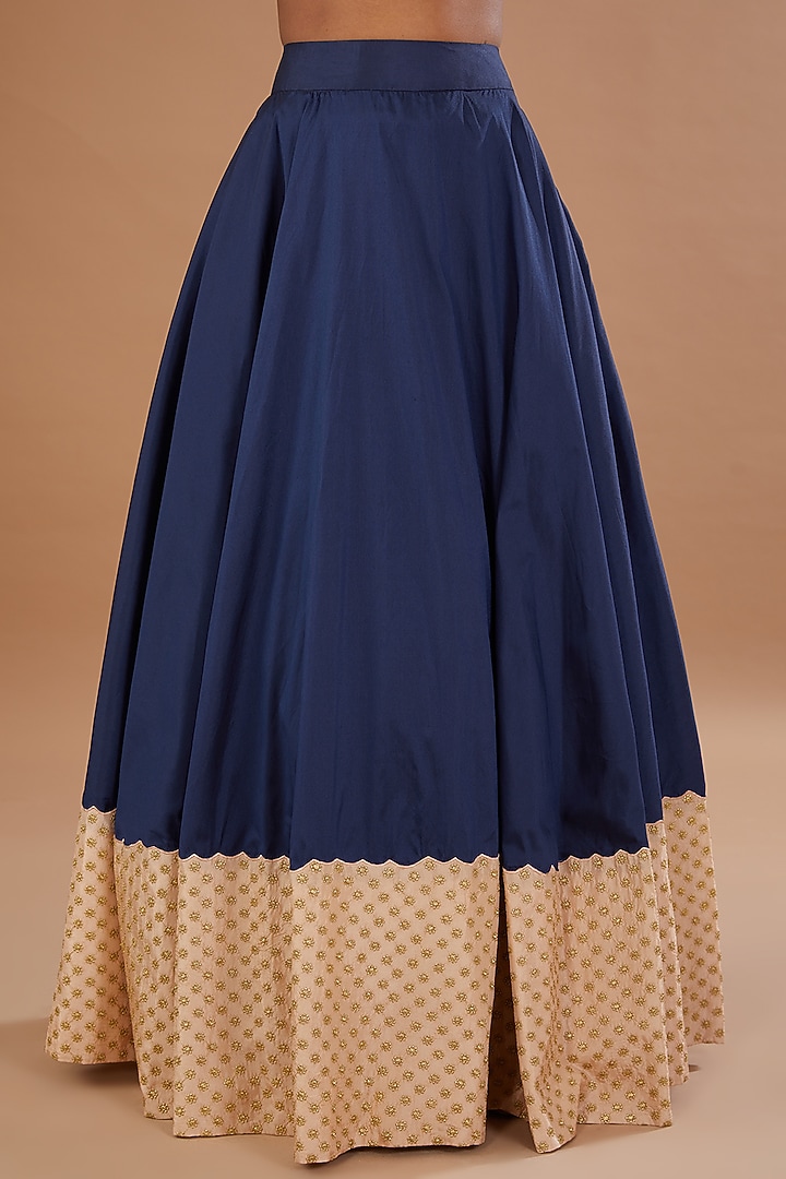 Blue Silk Hand Embroidered Wedding Lehenga Set by Neha Mehta Couture at Pernia's Pop Up Shop
