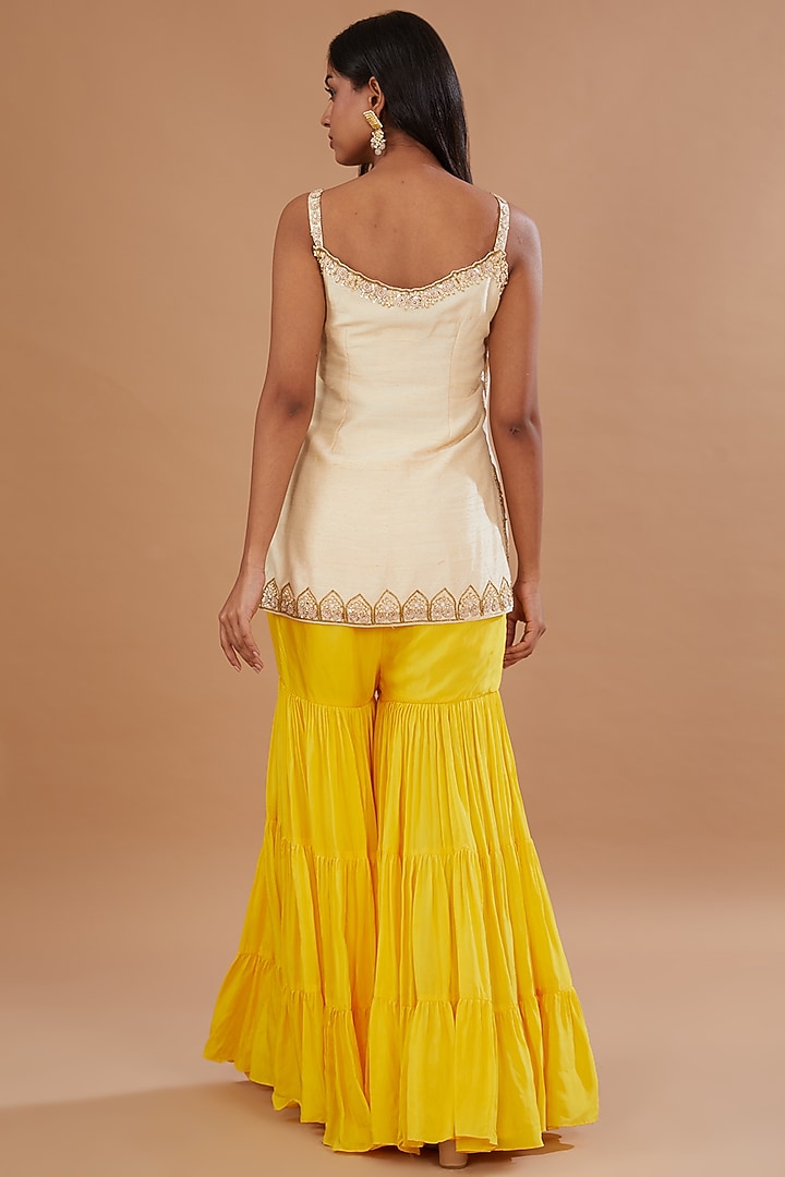 Yellow Silk Wedding Sharara Set by Neha Mehta Couture at Pernia's Pop Up Shop