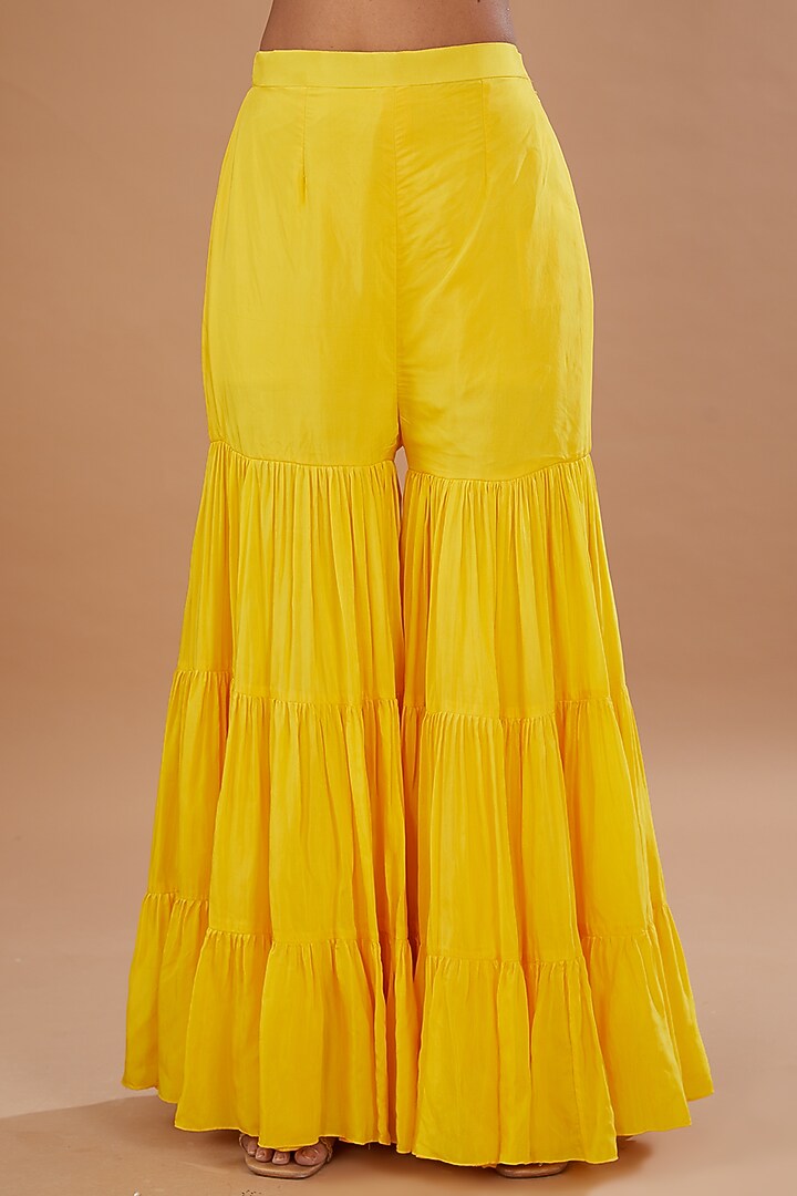 Yellow Silk Wedding Sharara Set by Neha Mehta Couture at Pernia's Pop Up Shop