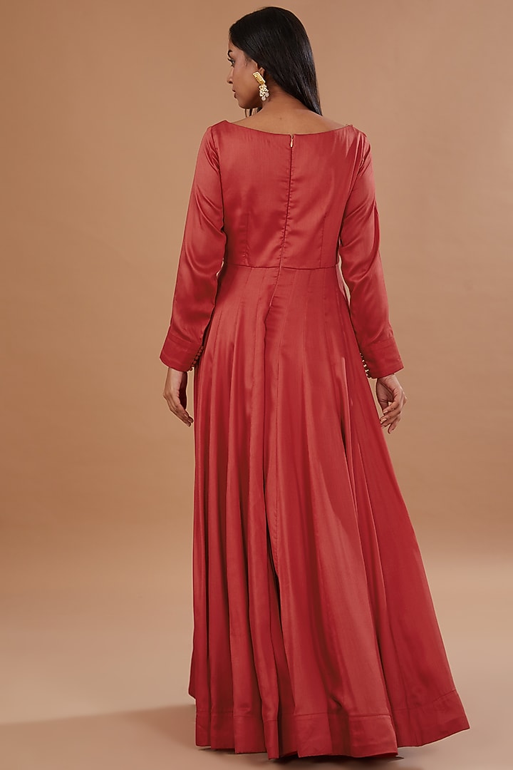 Red Silk Wedding Anarkali Set by Neha Mehta Couture at Pernia's Pop Up Shop