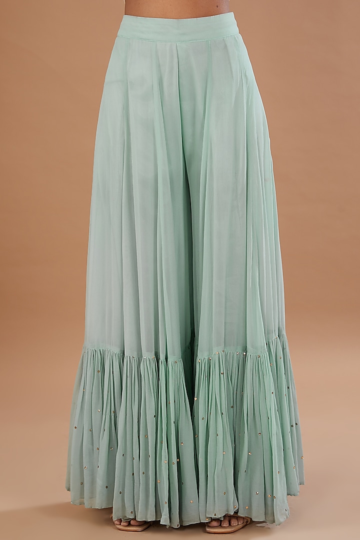 Blue Georgette Bridal Sharara Set by Neha Mehta Couture at Pernia's Pop Up Shop