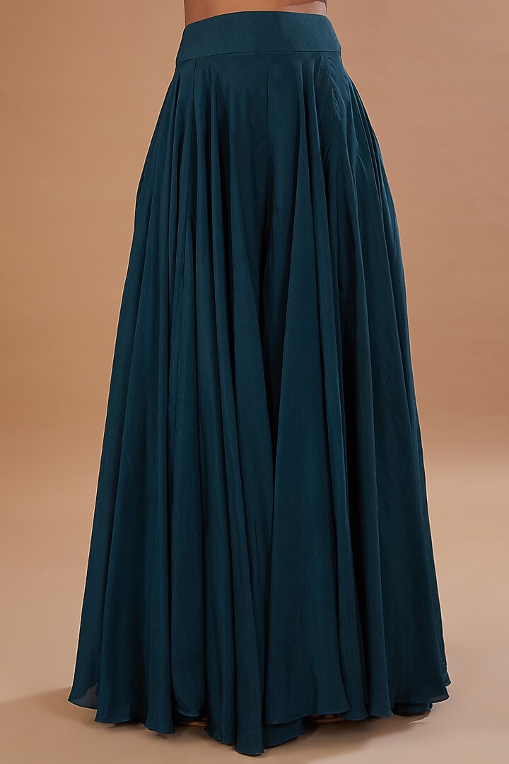 Blue Silk Georgette Wedding Sharara Set by Neha Mehta Couture at Pernia's Pop Up Shop