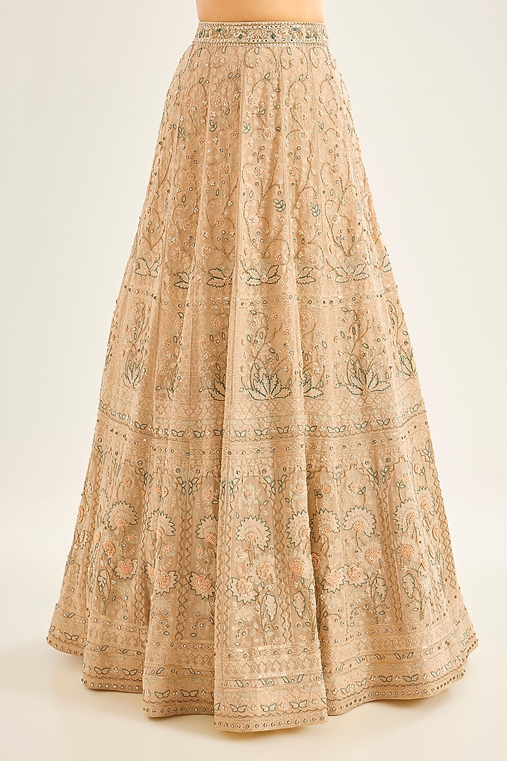 Gold Lucknowi Hand Embroidered Wedding Lehenga Set by Neha Mehta Couture at Pernia's Pop Up Shop