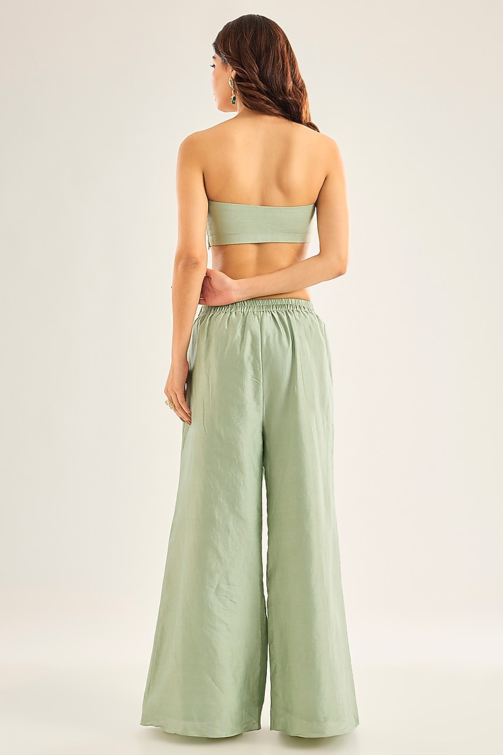 Sage Green Chanderi Silk Hand Embroidered Kurta Set by Neha Mehta Couture at Pernia's Pop Up Shop