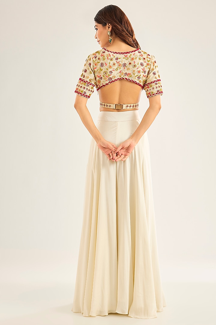 Ivory Silk Wedding Sharara Set by Neha Mehta Couture at Pernia's Pop Up Shop