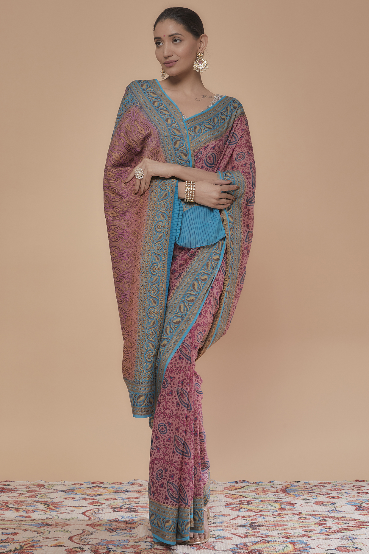Pale Violet Georgette Printed Party Wear Saree by NEITRI at Pernia's Pop Up Shop
