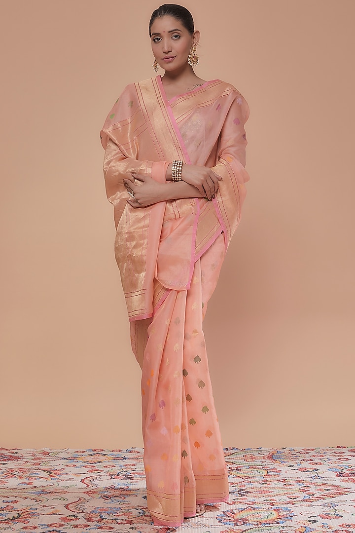 Peach Organza Saree by NEITRI at Pernia's Pop Up Shop