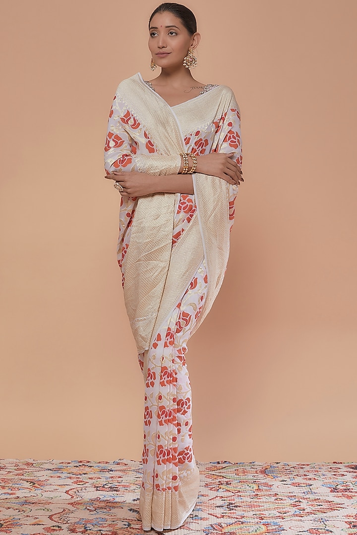 White Georgette Saree by NEITRI