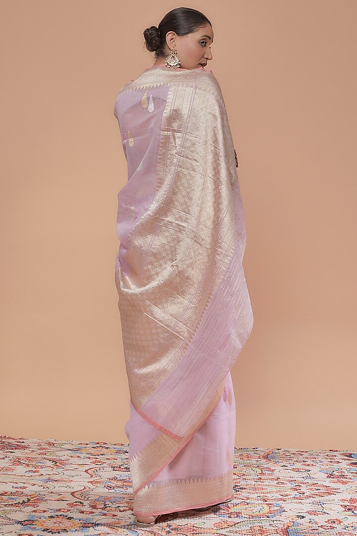 Peach Cotton Handwoven Party Wear Saree by NEITRI at Pernia's Pop Up Shop