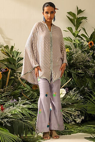 Lavender Georgette & Chiniya Silk Co-Ord Set by NEITRI
