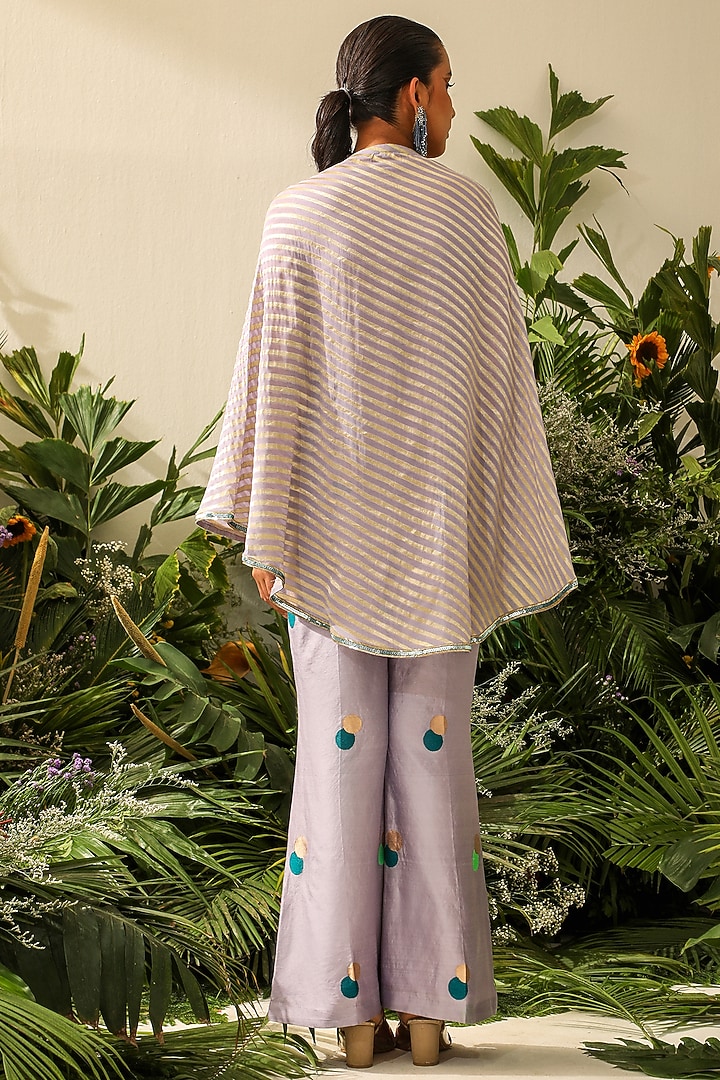 Lavender Georgette & Chiniya Silk Co-Ord Set by NEITRI at Pernia's Pop Up Shop