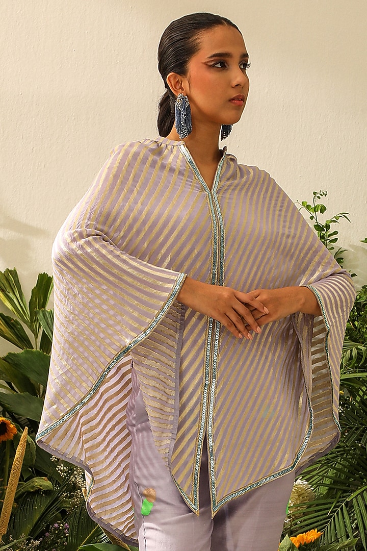 Lavender Georgette & Chiniya Silk Co-Ord Set by NEITRI at Pernia's Pop Up Shop