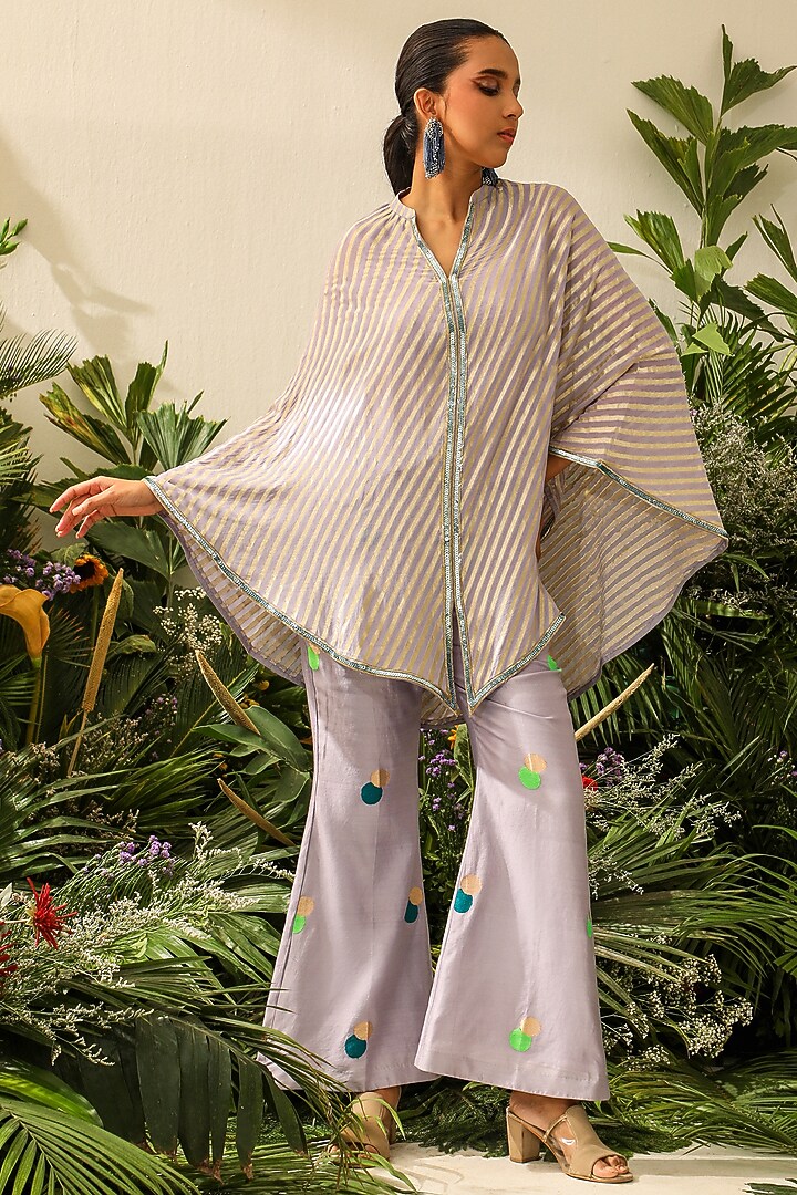 Lavender Georgette & Chiniya Silk Co-Ord Set by NEITRI at Pernia's Pop Up Shop