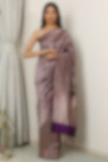 Purple Katan Silk Saree Set by NEITRI