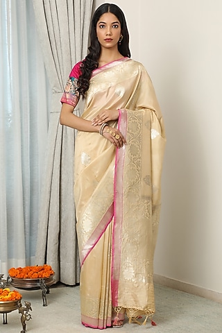 Ivory Katan Silk Saree Set by NEITRI