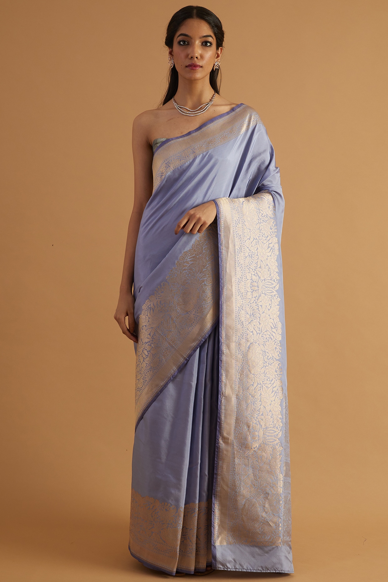 Mauve Silk Georgette Saree with Embroidered Blouse | Saree designs, Party  wear sarees, Designer silk sarees