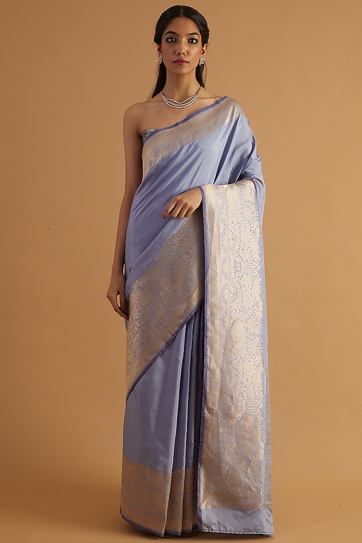 Mauve Katan Silk Saree Set by NEITRI at Pernia's Pop Up Shop