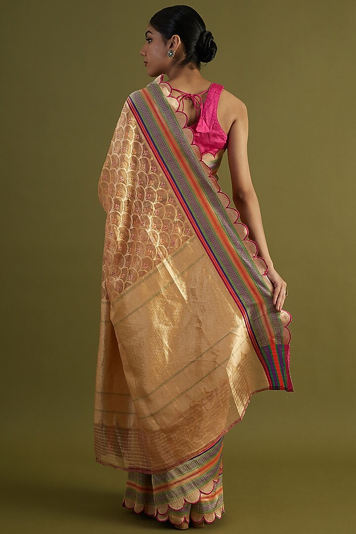 Orange Organza Floral Wedding Saree Set by NEITRI at Pernia's Pop Up Shop