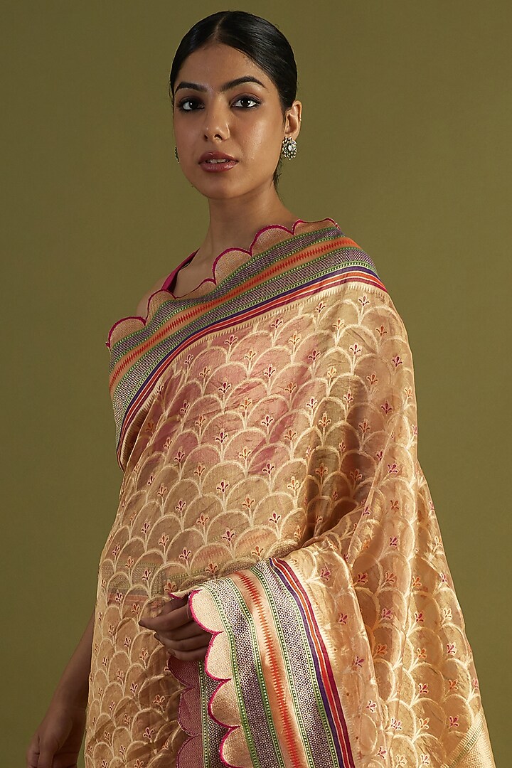 Orange Organza Floral Wedding Saree Set by NEITRI at Pernia's Pop Up Shop