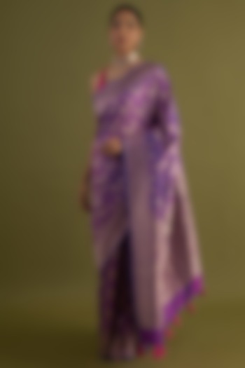 Purple Katan Silk Saree Set by NEITRI at Pernia's Pop Up Shop