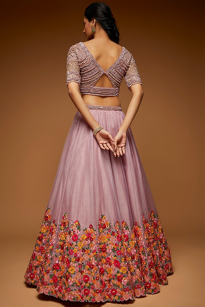 Lavender Organza Embroidered Bridal Lehenga Set by Neeta Lulla at Pernia's Pop Up Shop